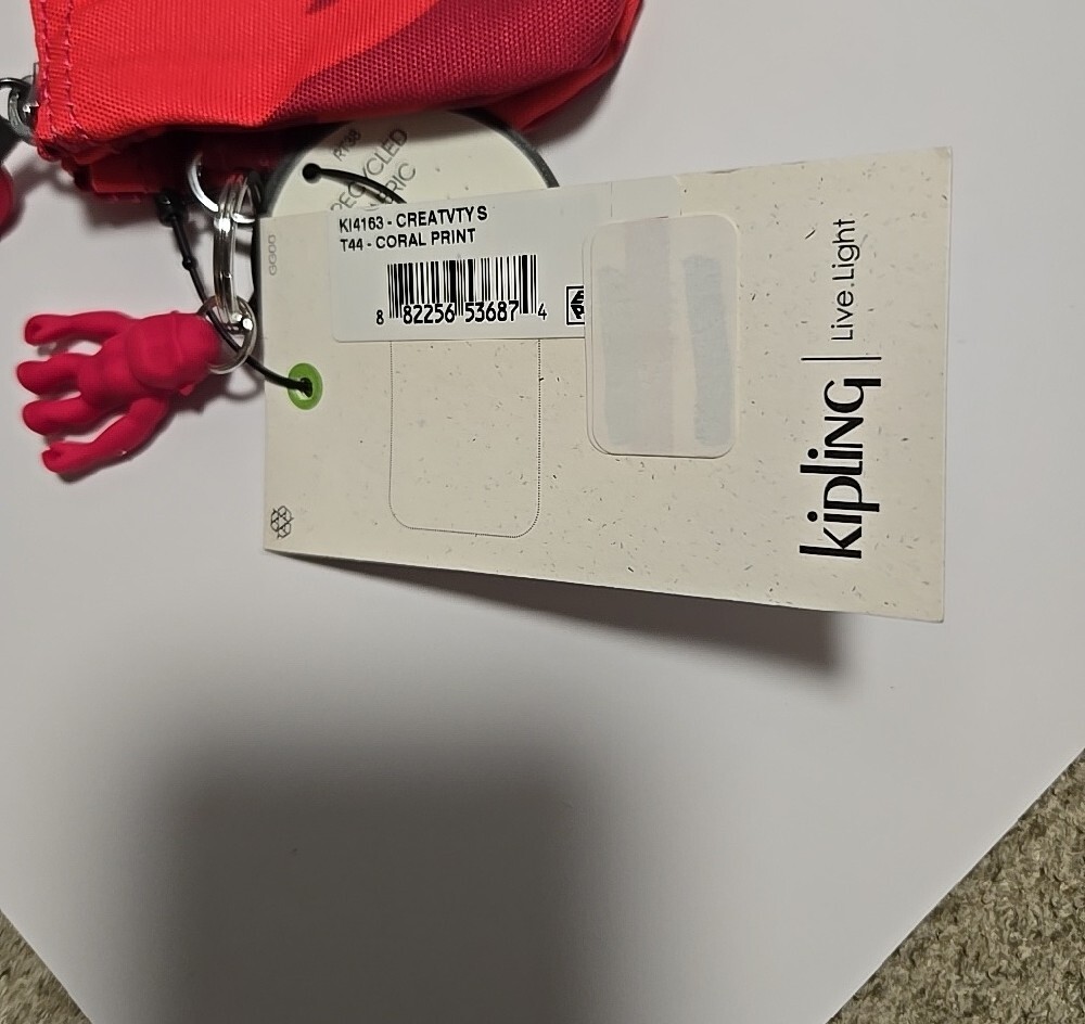 2 Nwt Kipling Small Creativity Coral Print Zip Pouches - Picture 11 of 15
